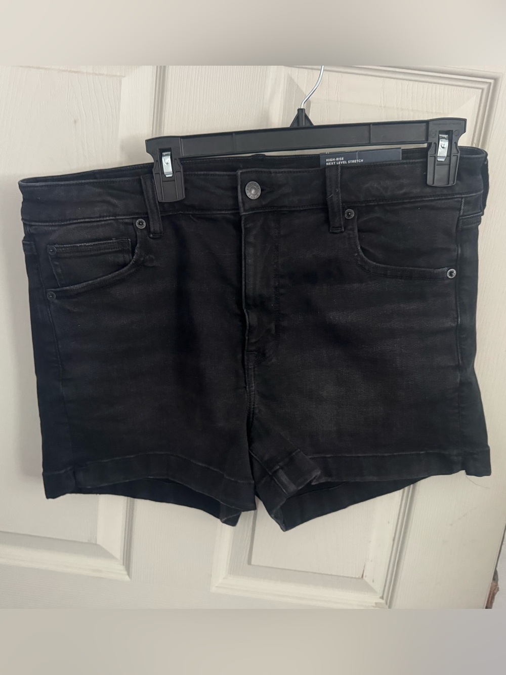 American Eagle Next Level Stretch Curvy Hi-Rise Shortie Black Women's Size 14